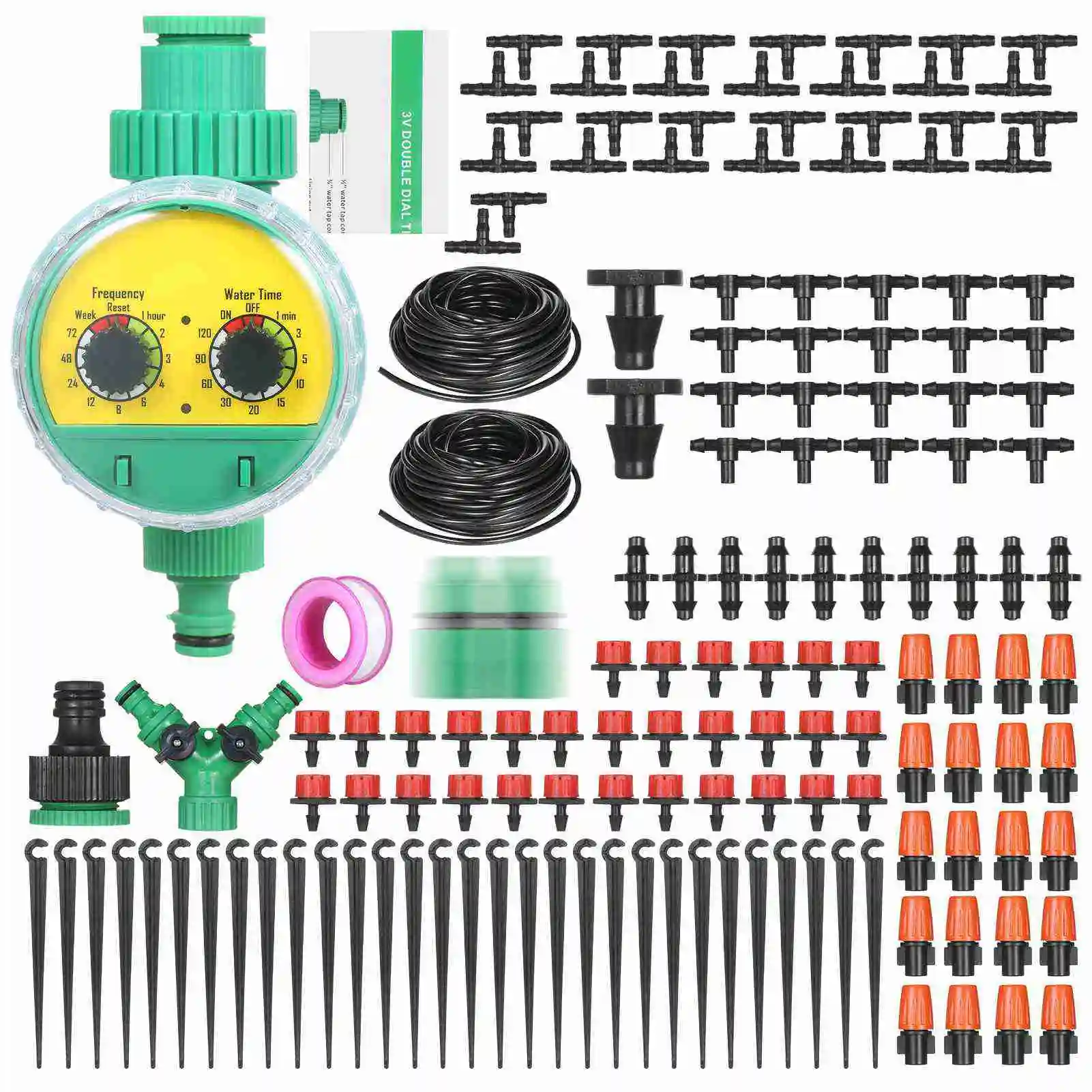 Plant Watering Drip Irrigation Kit DIY Watering System with Nozzles Misters Drippers 40 Meters Tubing for Garden Lawn Patio