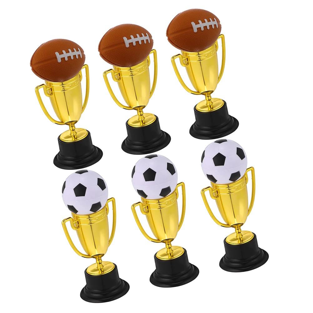 

6 Sets Mini Plastic Trophy Decor for Competition Desktop Trophies Kids Bulk Soccer