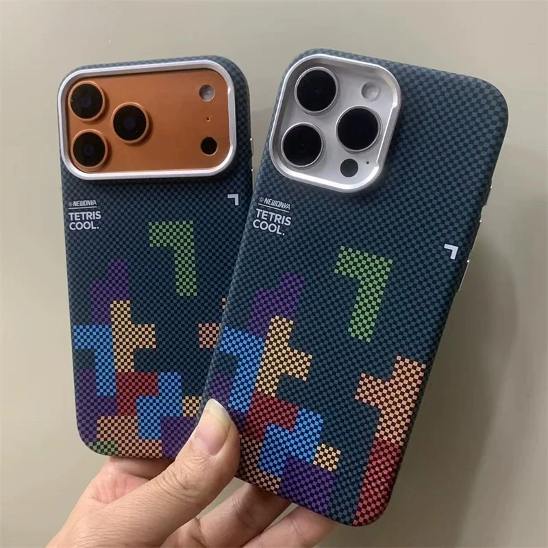 Geometry Splicing Squares Magnetic Case for iPhone 17 16 15 Pro Max 17Air Camera Lens Armor Protective Hard PC Phone Cover Shell