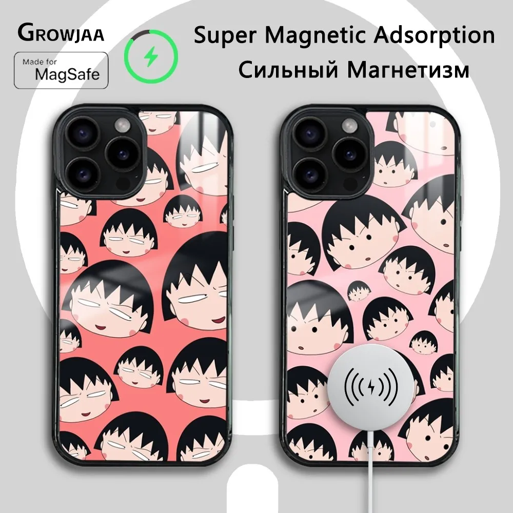 

Catoon C-Chibi M-Maruko-C-Chan Magsafe Phone Case For iPhone 15 14 13 12 11 Pro Max Plus Mini Mirror Wireless Magnetic Cover