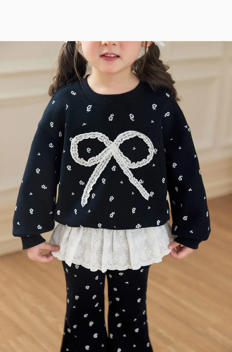 RAISE 2-8 Jahre Kinder Mädchen Zweiteiliges Outfit Herbst Kinder Mädchen Schleifen-Sweatshirt Trainingsanzüge 2026 Spitzenbesetzte Schlaghose Outfits – Detail 15