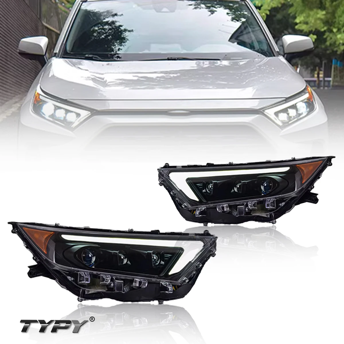 

TYPY New LED Headlight Upgrade Modified Full Head Lamp For Toyota RAV4 2019-2022 Turn Signals Daytime Running Lights