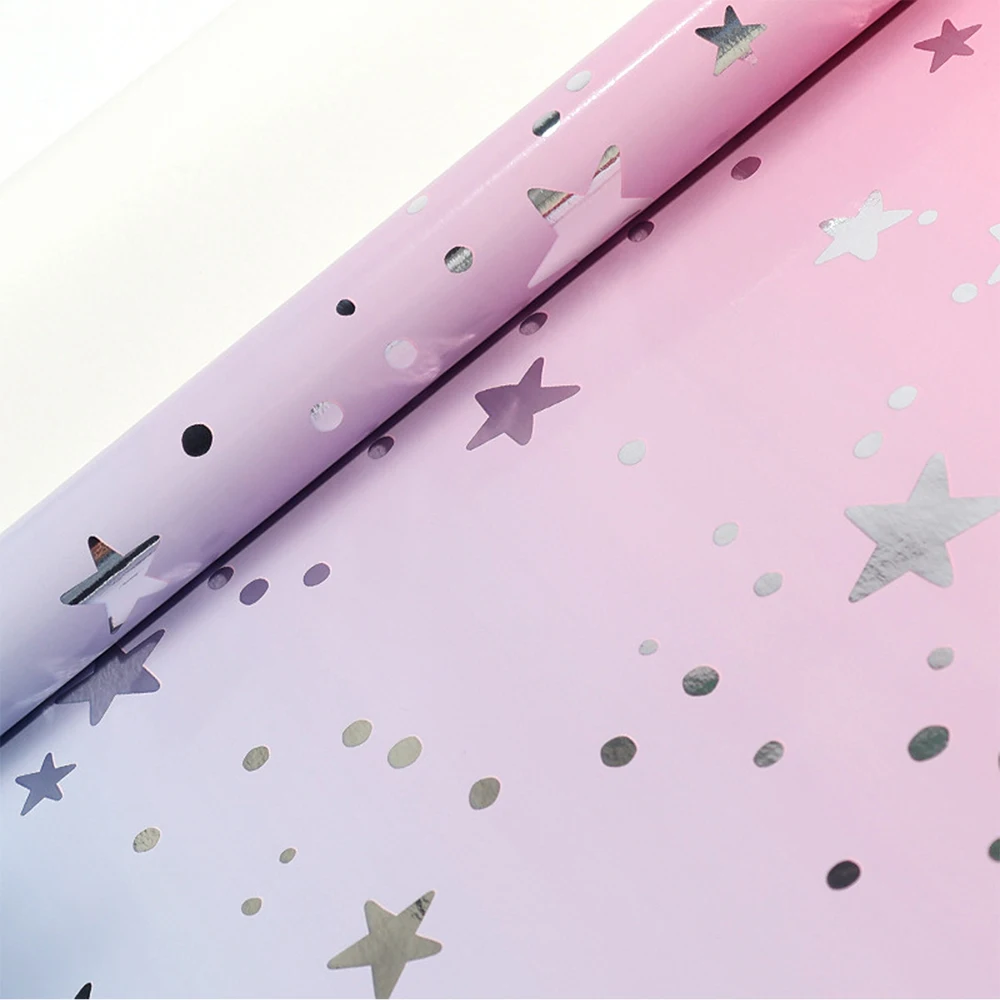 1Roll 43*300CM Gradient Color Star Pattern Wrapping Paper DIY Handmade Gift Box Craft Paper Wedding Birthday Party Decorations