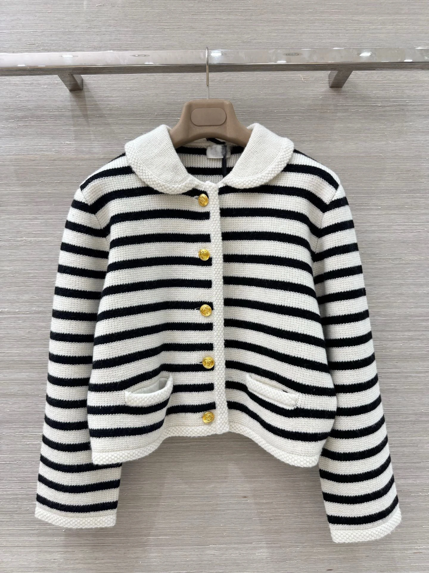 

Классический полосатый шерстяной вязаный кардиган, повседневная универсальная женская верхняя одежда, мягкое длинное свековое круглое теплое пальто