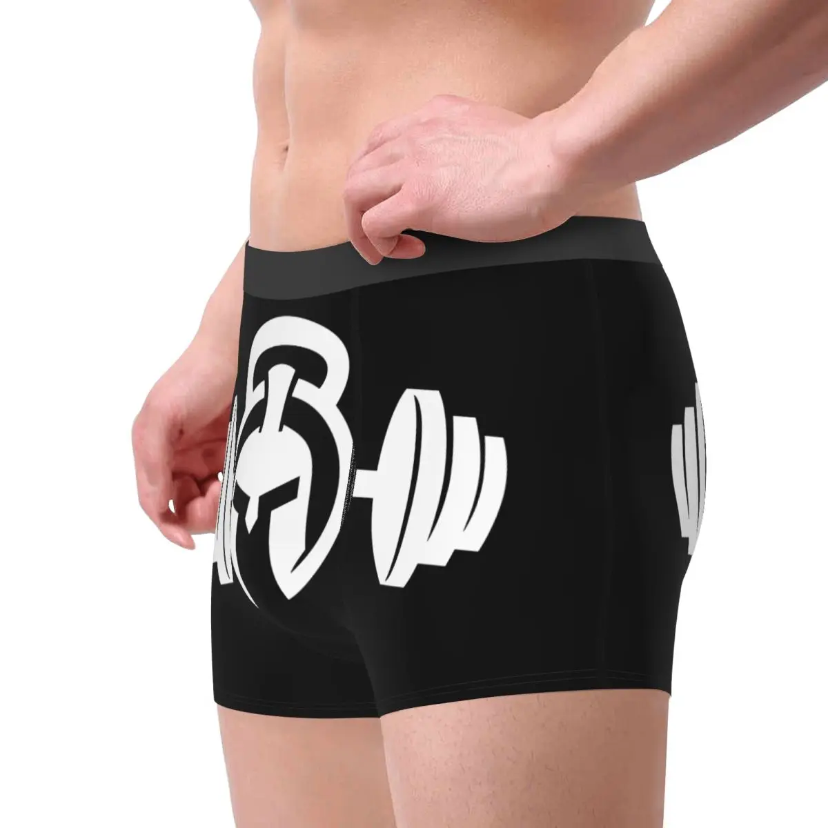 Aangepaste mannelijke coole spartan gym logo mannen ondergoed bodybuilding fitness spier boxershorts stretch shorts slipje onderbroek
