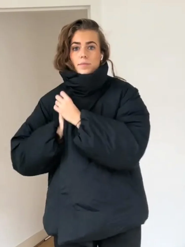 الوقوف طوق المرأة وسادة مبطنة 2025 الخريف الشتاء مغطاة زر فضفاضة الإناث طويلة الأكمام جاكيتات مكتب سيدة الشارع البنطال القصير