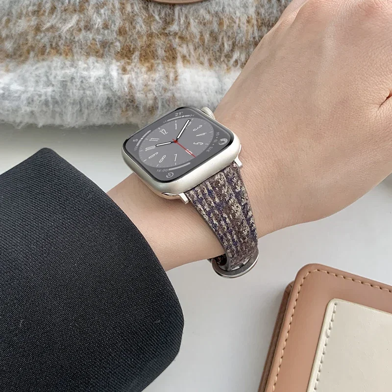 Women Thin Leather Band for Apple Watch 49mm 38mm 40mm 41mm Slim Correa Wristband Strap for iWatch SE 8/7/6/5/4/3/2/1 Bracelet