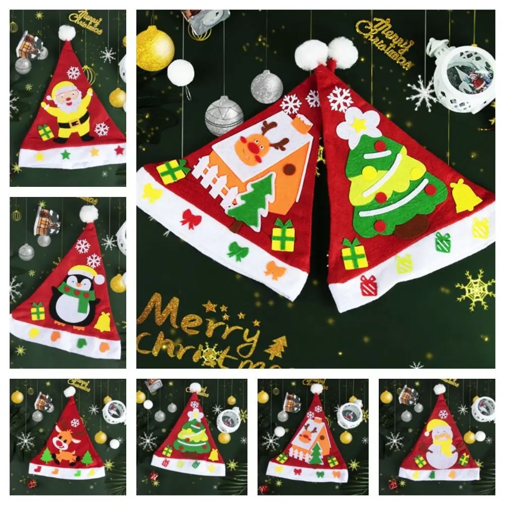 การ์ตูนผ้าไม่ทอ Handmade Santa หมวก Kriss Kringle Elk DIY หมวกคริสต์มาสของเล่น House เพนกวิน Kriss Kringle หมวก Xmas ของขวัญ