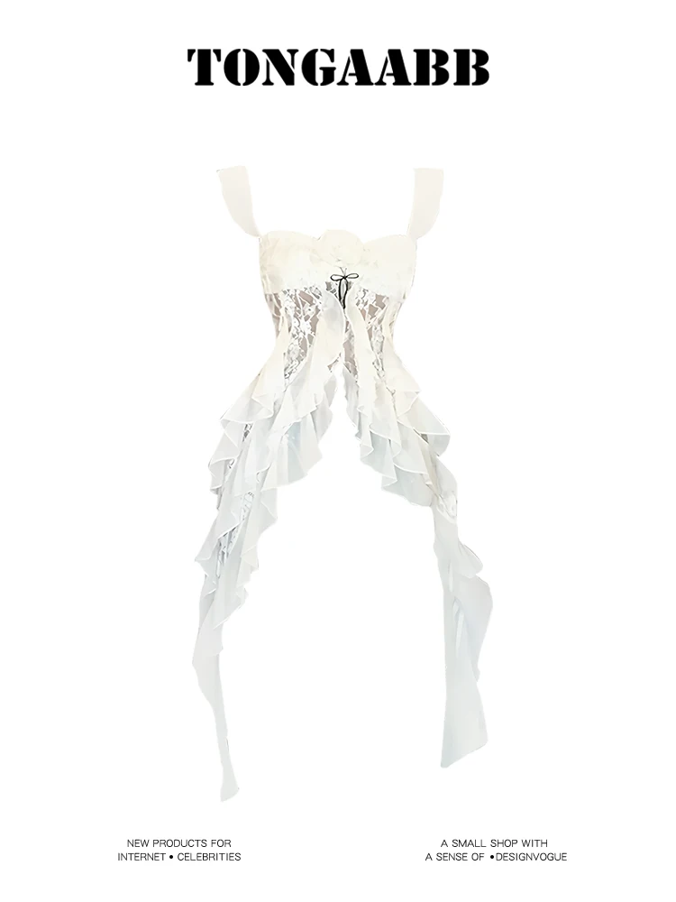 

White Gothic Women's Y2k Crop Top Sleeveless Off Shoulder 2025 Summer Fashion Streetwear Casual Chic Vintage Camisole Tank Tops