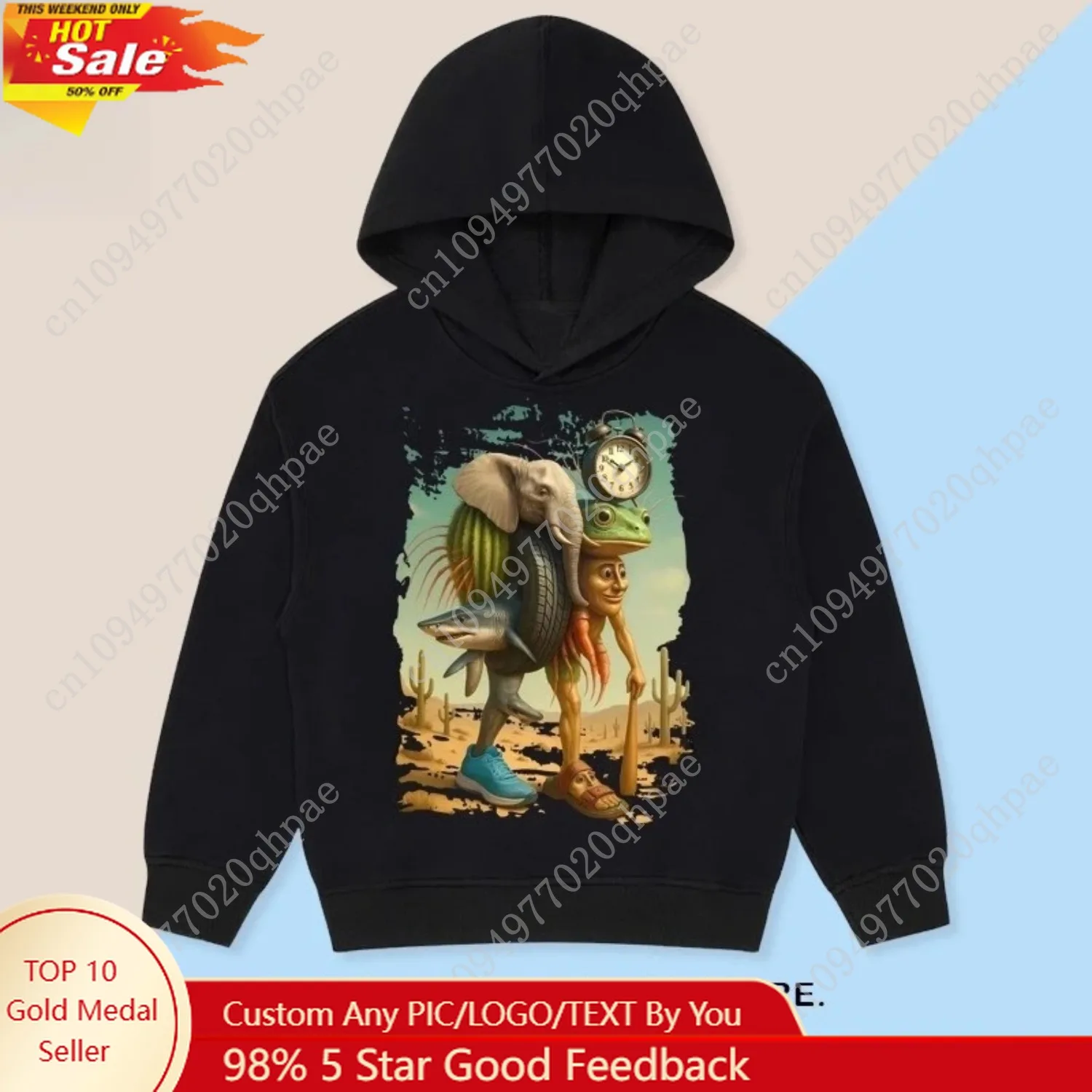 

Fall and winter kids new cartoon fun Classic of Mountains and Seas Tung Tung Tung Sahur print fashion warm hooded sweatshirt