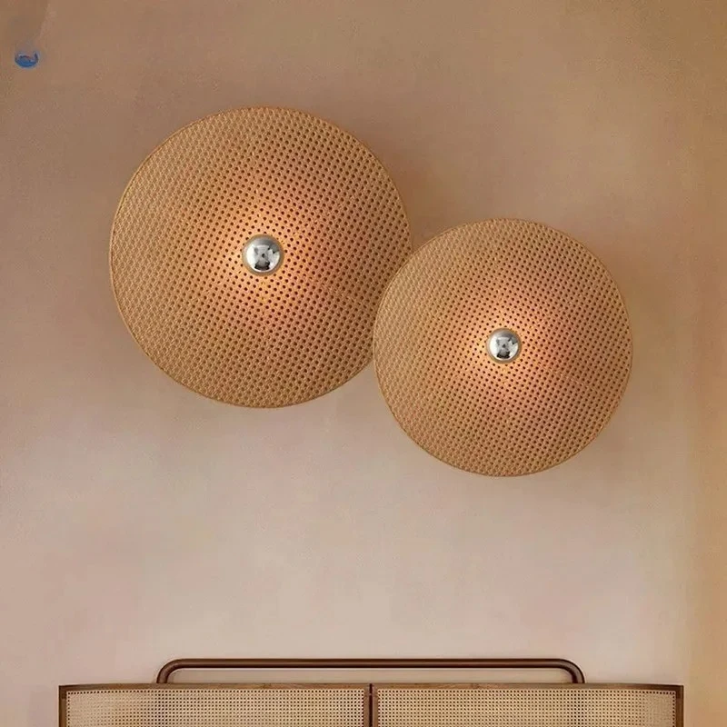 

Japanese rattan wall lamps creative and personalized houses hotels homestays staircases corridors decorative lighting fixtures