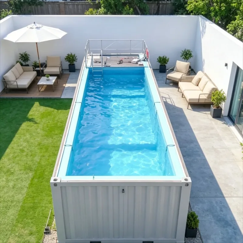 Customized Above Ground Container Pool, Steel Frame Rectangular Large, Backyard Outdoor Pool, Whole Family Summer Swim