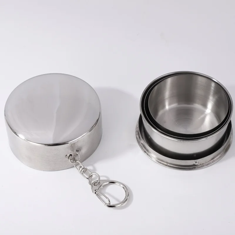 Stainless Steel Travel Carry-On Outdoor Wine Glass Portable Telescopic Water Cup Folding Wine Teacup Large Small And Medium-Size