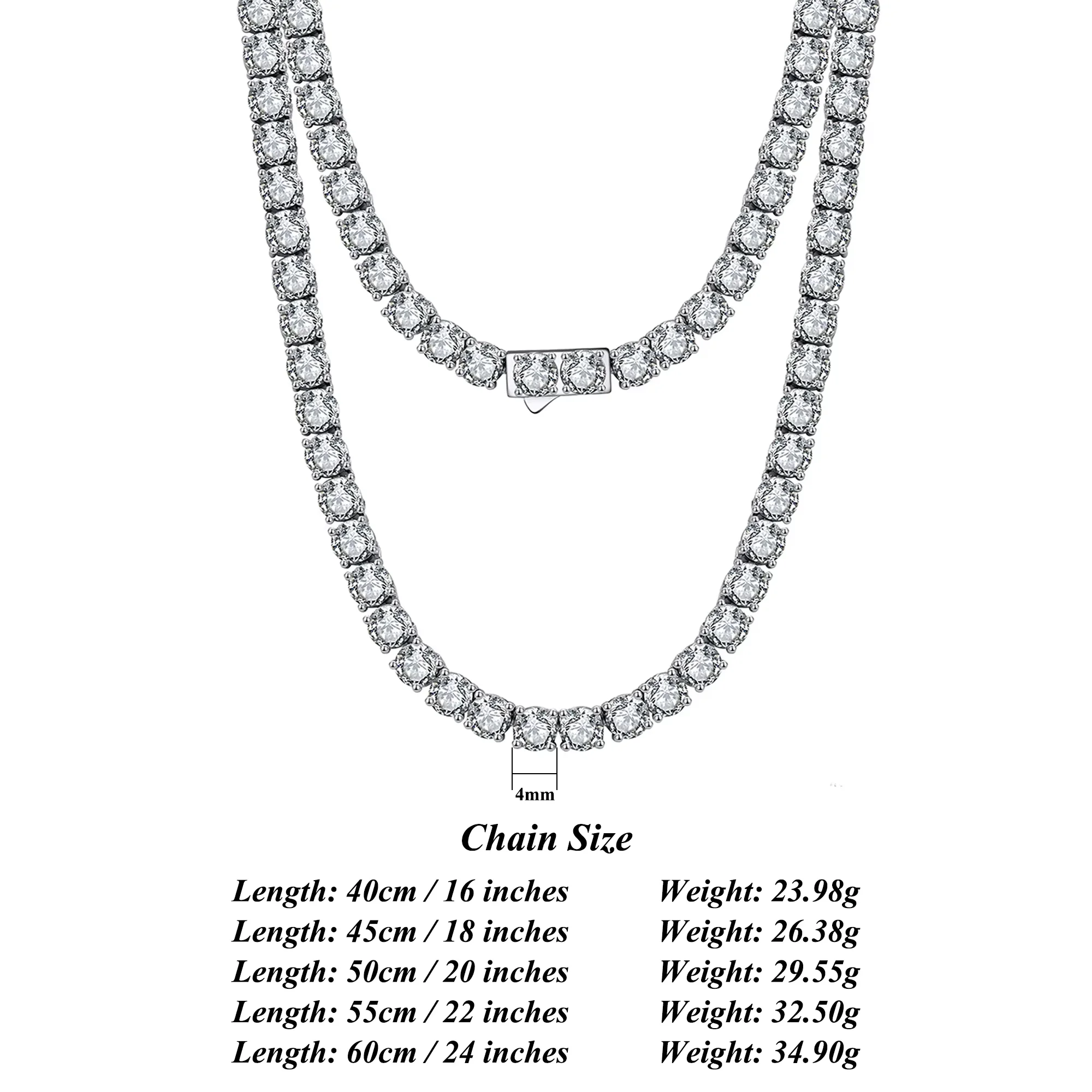 ORSA JUWELEN Luxus 925 Sterling Silber 3/4mm Tennis Kette Halskette für Frauen Mode Runde Zirkonia Halskette schmuck SC74