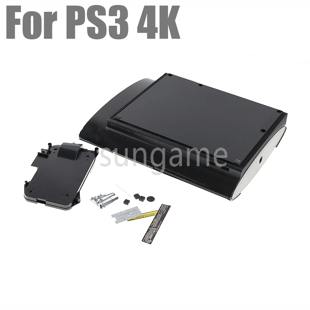 1 комплект для PS3 Super Slim 4000, запасная часть, черная крышка, передний корпус, панель с винтами, консоль