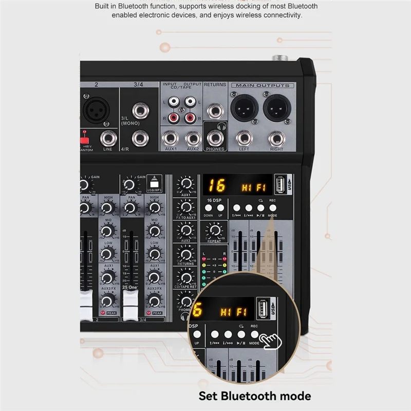أداء مستقر - 4 قنوات بلوتوث جهاز مزج الصوت وحدة تحكم خلط الصوت واجهة الصوت USB كارت الصوت لمرحلة الاستوديو DJ Home