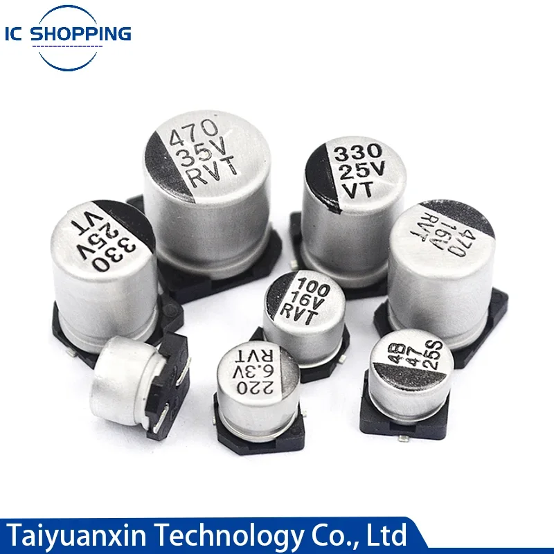 10PCS SMD Electrolytic Capacitor 6.3V 10V 16V 25V 35V 50V 63V 100V 400V 2.2 10 22 33 47 100 220 330 470 560 680 1000UF 1~2200UF