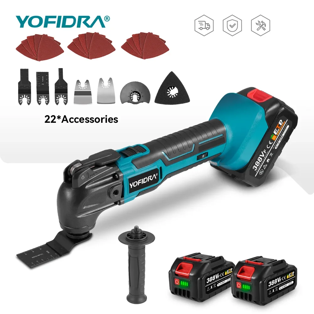 YOFIDRA 6 vitesses 600W oscillant multi-outils fonction outil 20000OPM scie électrique tondeuse pelle pour Makita 18V batterie broche