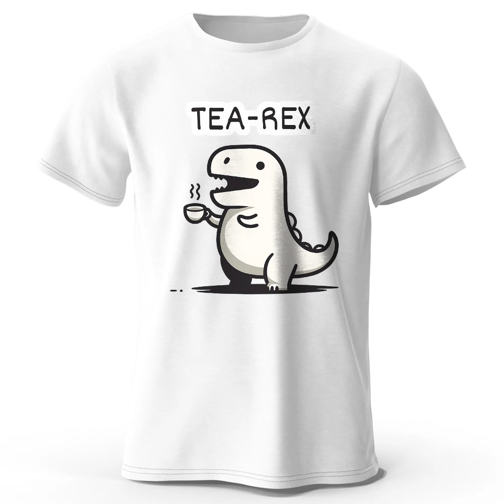 تي شيرت رجالي من Tea-Rex Dinosaur مطبوع 100% قطن، تي شيرت ناعم وجيد التهوية برقبة دائرية وأكمام قصيرة، نمط ممتع وملتف للجنسين