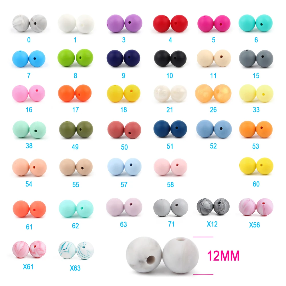 12mm 10Pcs Silicone Beads BPA Free Material for DIY Baby Teething Beads Necklace Toy Gift Food Grade Baby Teether TYRY.HU