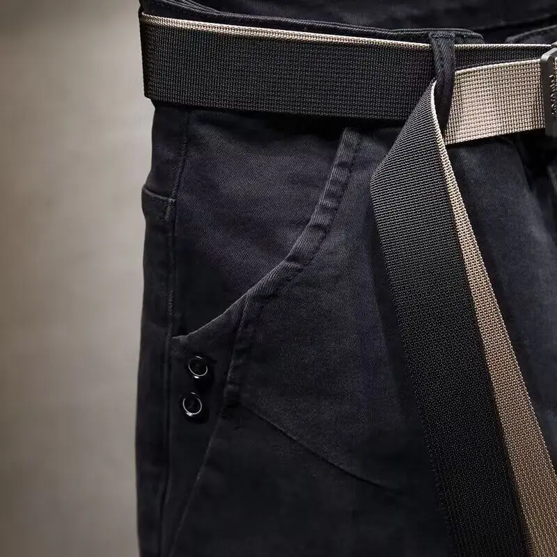 High-end na moda jeans masculino outono tendência coreana preto elástico casual fino-encaixe roupas masculinas de luxo pés pequenos calças compridas