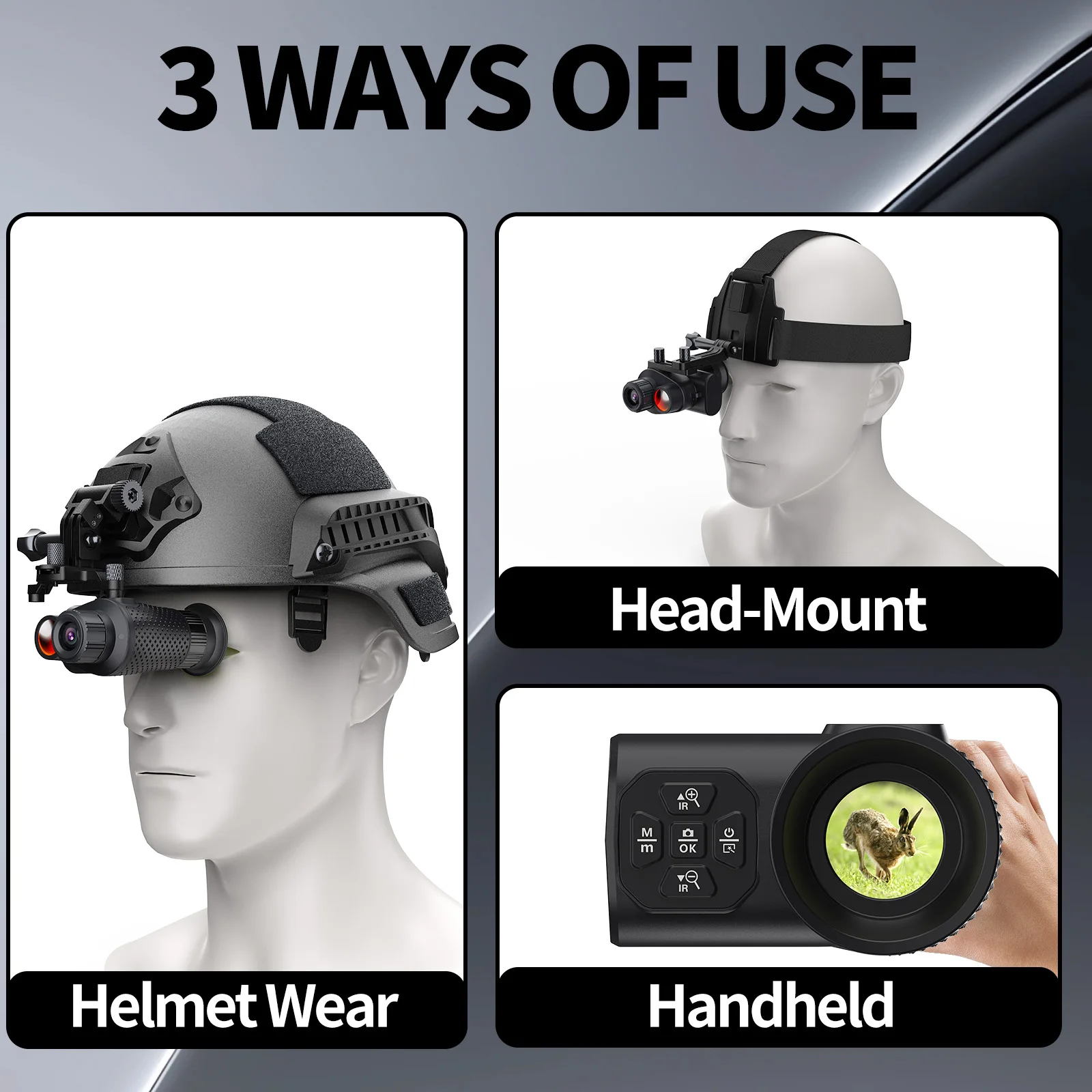Handheld Monocular Night Vision Device, 500-Degree Vision Compensation, 7 IR Levels, 7X Optical Magnification,8X digital Zoon