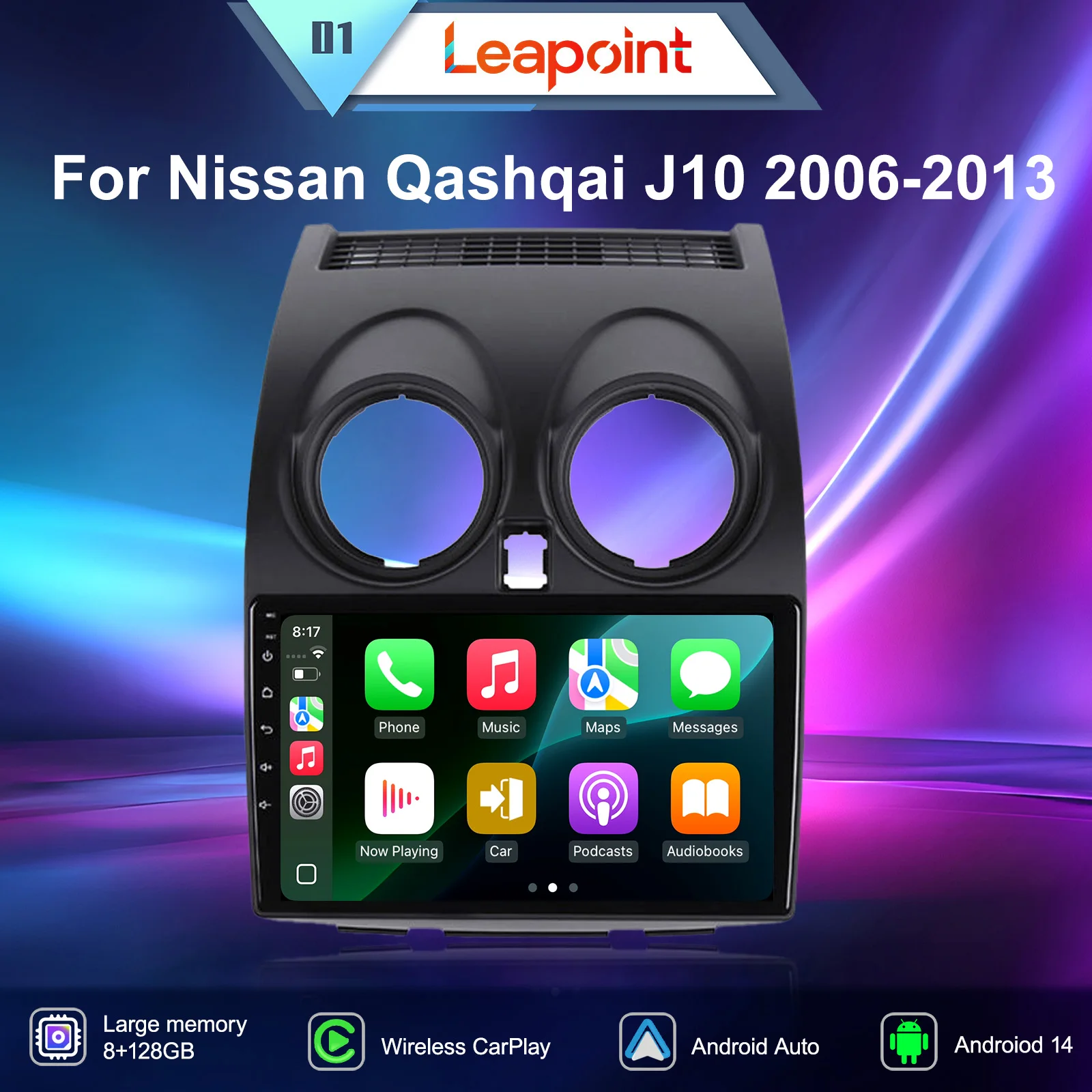 

Leapoint Android 14 Car Radio For Nissan Qashqai J10 2006 - 2013 Wireless Carplay 9 inch Screen Multimedia Player GPS Navigation