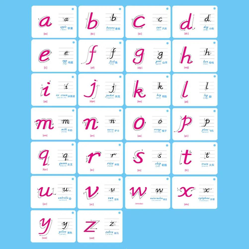 

1Set Alphabet Learning Cards 26 Letter Abc Literacy Education Flash Cards Portable Size Early Childhood Learning Spelling