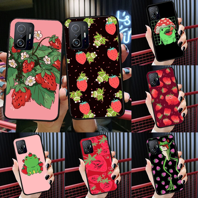 Cottagecore Fruit Strawberry Frog For POCO X5 X4 X3 F5 Pro M4 M5s F3 F4 GT C40 Phone Case For Xiaomi 12T 11T 13 Pro 12 Lite