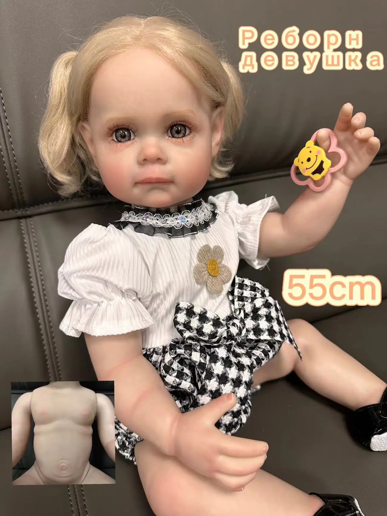 Cokela 남녀공용 인형, 3D 페인트 스킨 천, 바디 실리콘, 다시 태어난 인형, 55cm, 22 인치