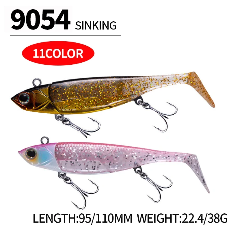 

11cm/9cm T Tail Soft Lures with Leaded Head Saltwater for Megabass Perch Silicone Bait Long Shot Sinking Jigs Hook Fishing Lure