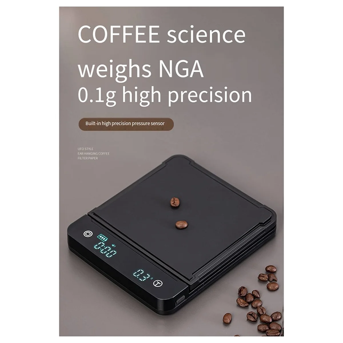 ABIY Coffee Scale Electronic Scale Time Charging Hand Pour LED Screen Italian Coffee Scale Kitchen Home Use