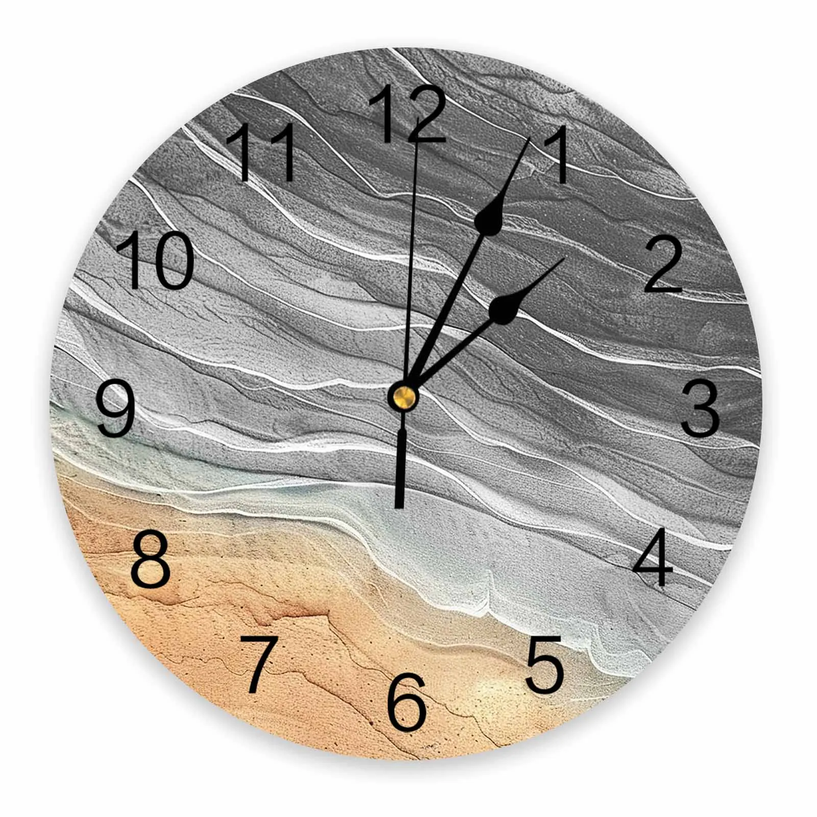 Ocean Wave Beach Gradual Wave Grey Printed Wall Clock Modern Silent Clock Living Room Home Decor Wall Hanging Watch