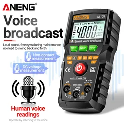 ANENG M109 Professional Smart Multimetre 4000 Counts True RMS Auto Voice Broadcast Electronic Equipment Ohm Testers Meters Tools