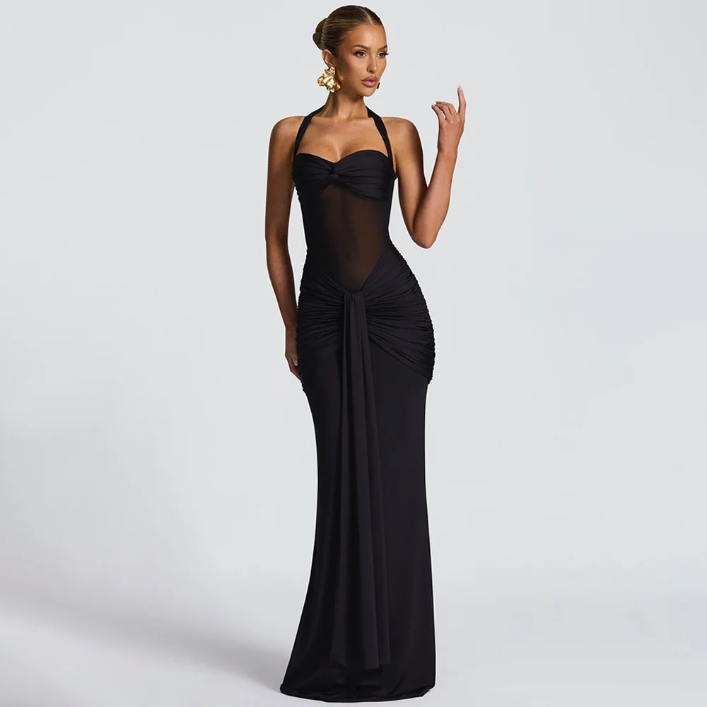 

2026 Shopify New High Quality Pleated Long Dress Elegant Sexy Off Shoulder Hip Wrap Bodycon Dress Women Party Daily Casual Wear