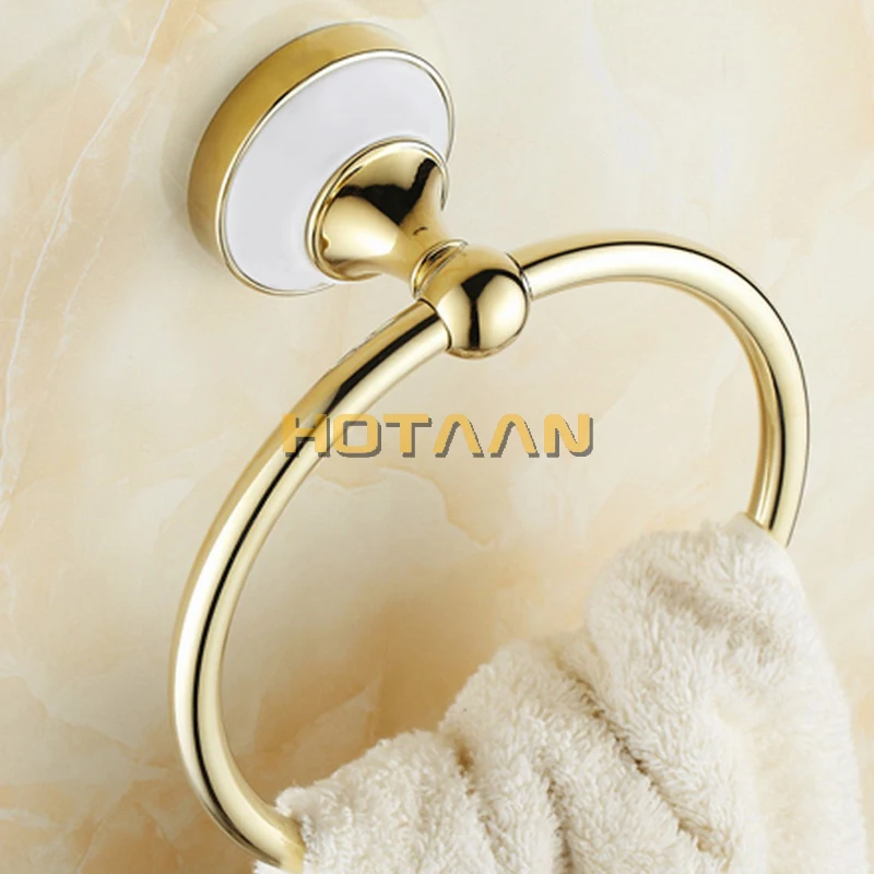 ., Set di accessori per il bagno in acciaio inossidabile, gancio per accappatoio, porta carta, portasciugamani, Set da bagno in oro, HT-817800G-T