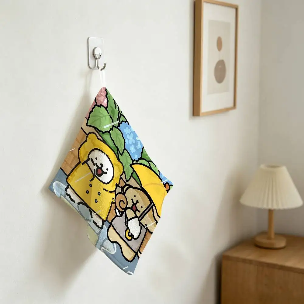 Line CARTOON P-PuppyS Hanging Kitchen Towel, Polyester Cotton Material, Wear Resistant Hand Wiping Towel For Home
