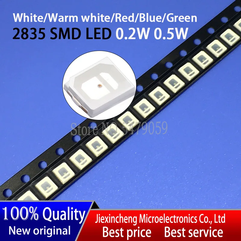 100PCS 2835 0.2W 0.5W SMD LED White/Warm white/Red/Blue/Green LED lamp beads