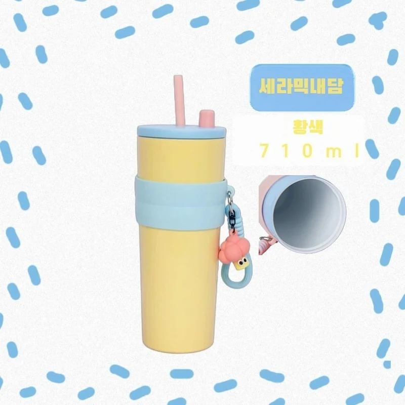 Portable thermos cup portable ceramic ice cup high-value car straw cup view 4