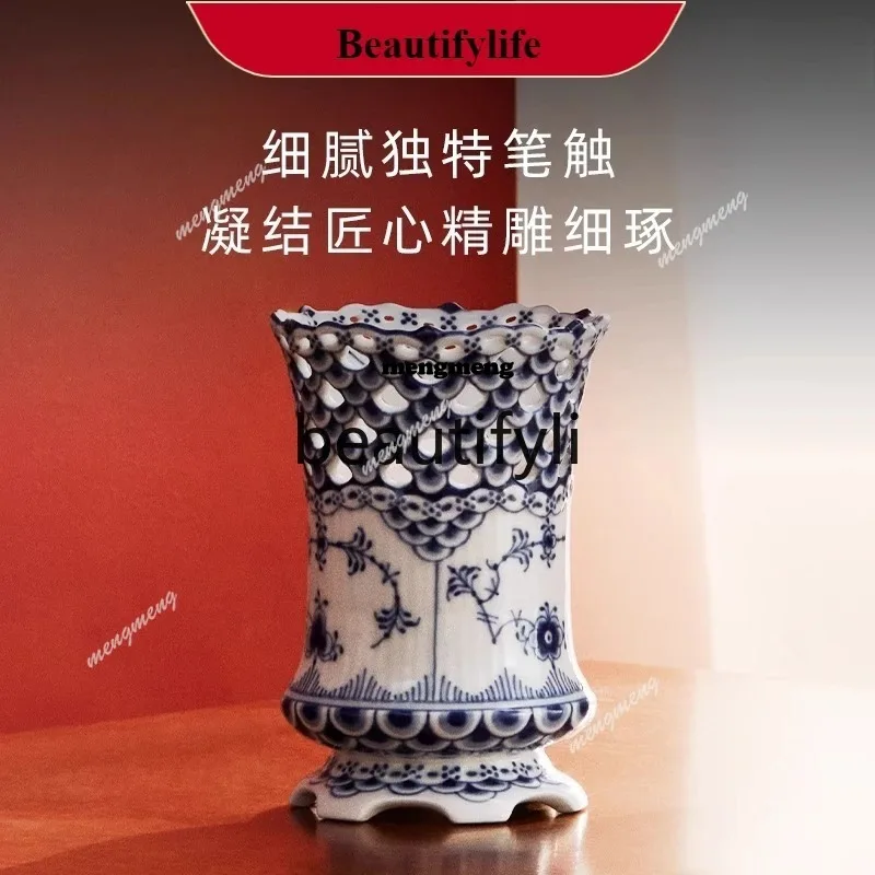 

Full Lace Hand Painted Flower Vase Living Room Home Decoration Ornaments N
