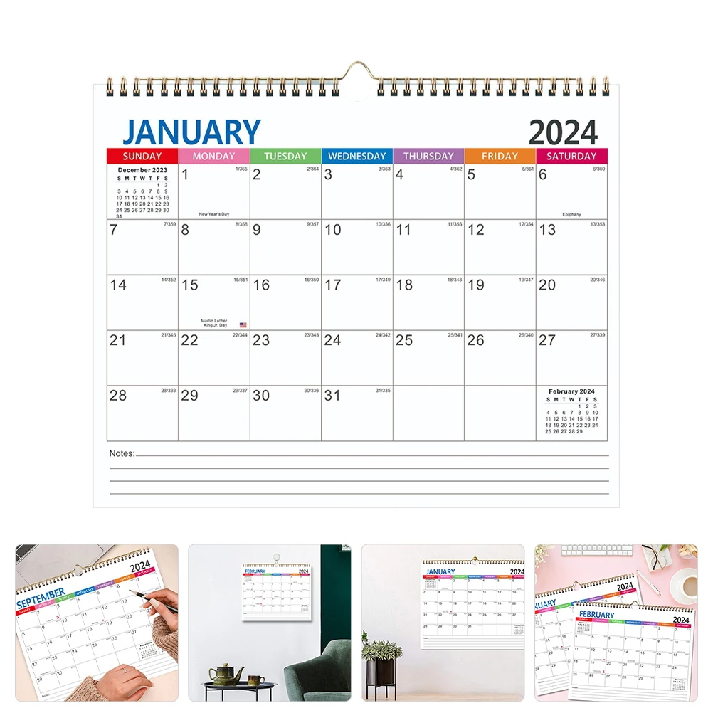 

Monthly Wall 2024-2025 Home Hanging Calendar Room Daily Use Appointment Family Wall Calendar Smooth Surface Long Term Use