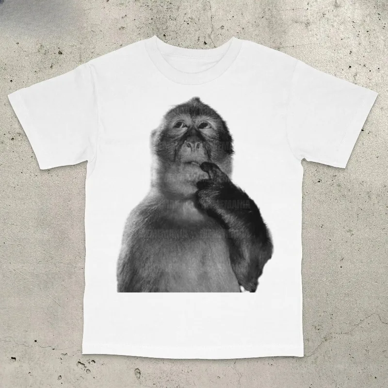 Camiseta divertida con diseño de mono, camiseta con meme tonto, camiseta con memes de la década de los 90, camiseta vintage, camiseta con diseño original, camisetas gráficas, ropa urbana retro, alta calidad.