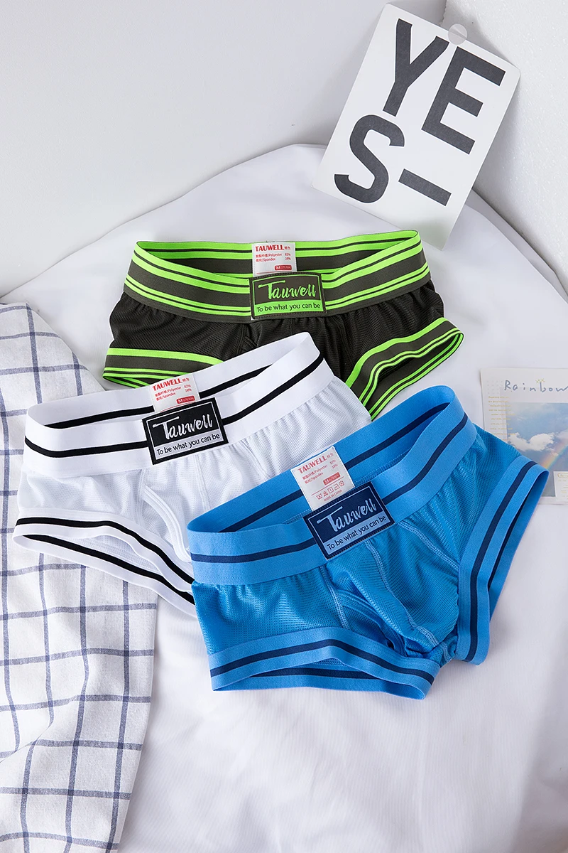 3pcs/lot men\'s underwear mens sexy mesh underwear boxer shorts head personality trend sports mesh boxers.