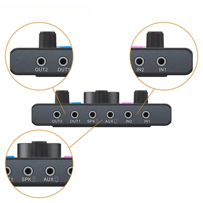 Podcast Equipment Audio Interface  With XLR Condenser Microphones for Live Stream External Sound Cards