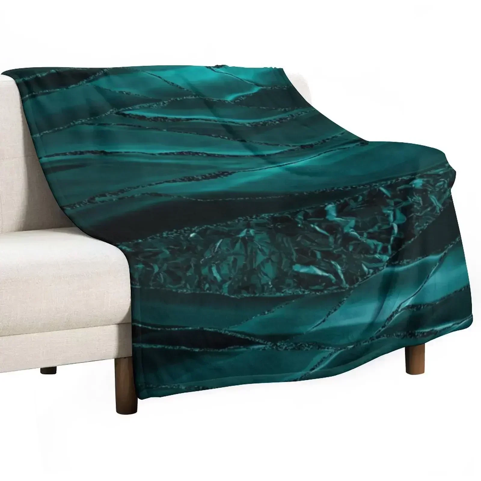 

EmeraldGreen Glamour Marble Faux And Agate Landscapes Throw Blanket Stain Resistant Cozy Warm Blanket