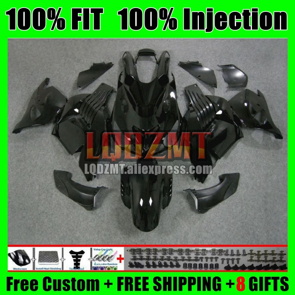 OEM Body For KAWASAKI NINJA ZX-14R Gloss black ZX14R 06 07 08 09 10 11 69No.1 ZX 14 14R 2006 2007 2008 2009 2010 2011 Fairing