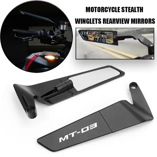 Para YAMAHA MT03 MT 03 MT-03 accesorios de motocicleta espejo de fibra de carbono Stealth Winglets espejos retrovisores