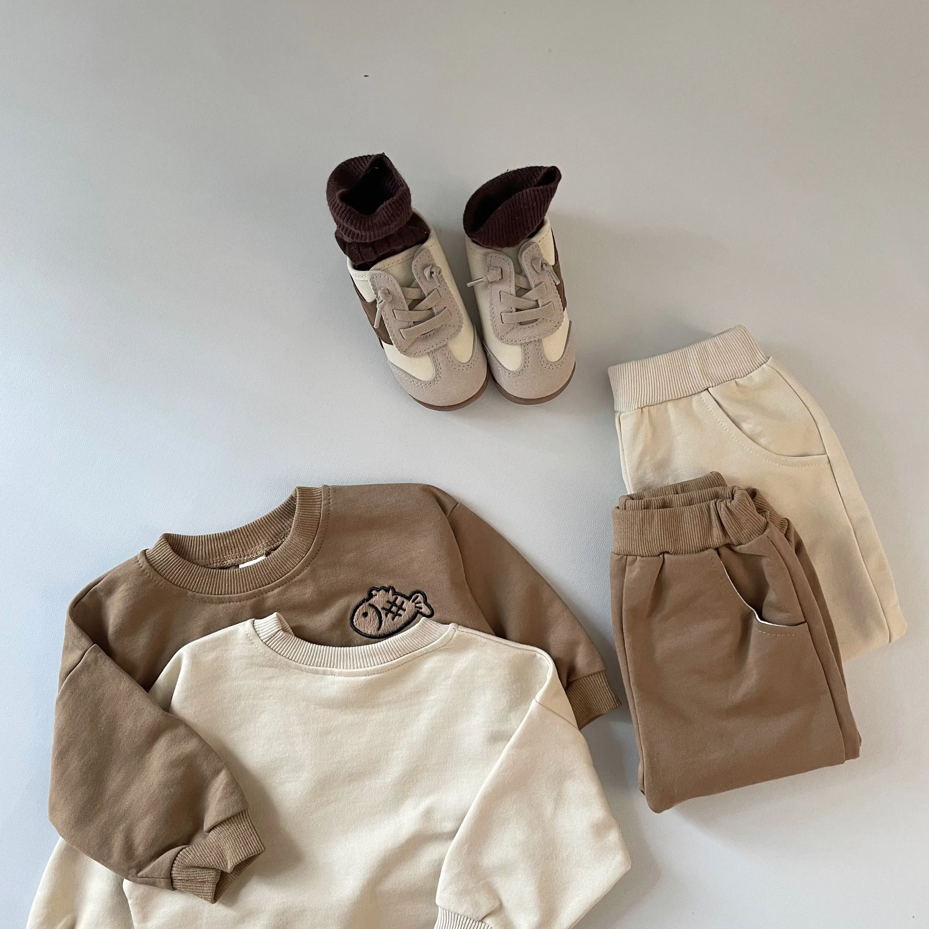 100% Cotton Kids Clothing Set Toddler Baby Girls Boys Fish T-Shirt Tops+ Pants Outfits Set Baby Boy Clothes Set Spring Autumn
