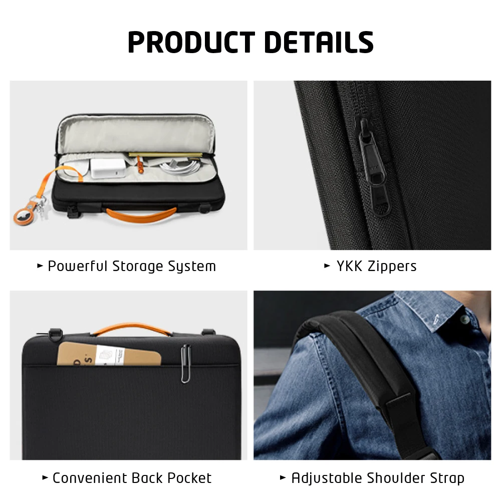 حقيبة كتف للكمبيوتر المحمول مقاس 13-14 بوصة لجهاز MacBook Air/Pro Xiaomi Lenovo HUAWEI Dell 360 ° حماية مع حقيبة كمبيوتر محمول بحزام قابل للتعديل #3