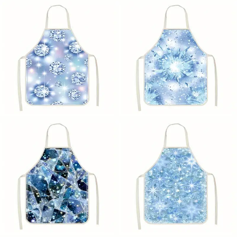 

Фартуки с узором Frosty Crystal Pattern, льняные фартуки, подходящие для приготовления пищи на кухне, общения родителей и детей, рисования и других мероприятий.